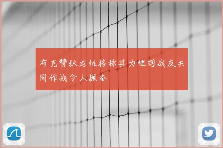 布克赞狄龙性格称其为理想战友共同作战令人振奋